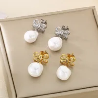 1 Pair Elegant Simple Style Streetwear Bow Knot 304 Stainless Steel 18K Gold Plated Drop Earrings main image 3