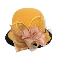 Woolen Hat Women's Autumn And Winter British Socialite Feather Mesh Bowler Hat Korean Casual  Fisherman Hat Basin Hat Trendy main image 5