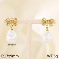 1 Pair Elegant Simple Style Streetwear Bow Knot 304 Stainless Steel 18K Gold Plated Drop Earrings sku image 1