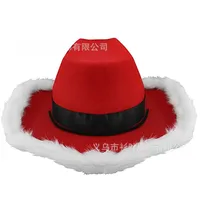 Christmas Red Cowboy Hat Feather Black Belt Cowboy Hat Western Cowboy Hat Santa Claus Belt Cowboy Hat main image 4
