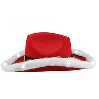 Christmas Red Cowboy Hat Feather Black Belt Cowboy Hat Western Cowboy Hat Santa Claus Belt Cowboy Hat main image 5