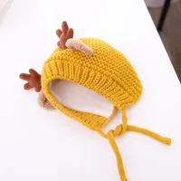 Baby Wool Hat Autumn And Winter Baby Men And Women Velvet Warm Knitted Hat Christmas Antlers Cute Super Cute Shroud Cap main image 3