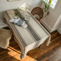Yi Qiyun Striped Tablecloth Brown Contrast Color Japanese Table Cloth Coffee Table Cloth Fabric Rectangular  Direct main image 2