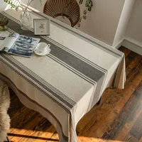 Yi Qiyun Striped Tablecloth Brown Contrast Color Japanese Table Cloth Coffee Table Cloth Fabric Rectangular  Direct main image 3