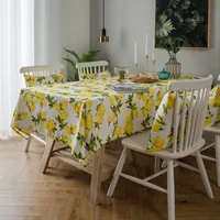 Tablecloth Fabric Waterproof Lemon Printing Small Fresh Yellow Korean Style  Internet Celebrity Table Mat Coffee Table Tablecloth main image 1