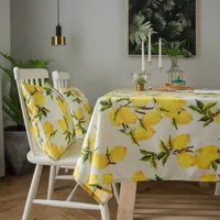 Tablecloth Fabric Waterproof Lemon Printing Small Fresh Yellow Korean Style  Internet Celebrity Table Mat Coffee Table Tablecloth main image 2