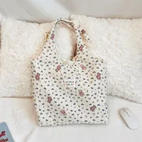 4613  Summer Embossed Cute Canvas Bag Niche Design Large Capacity Tote Bag Shoulder Underarm Bag sku image 8