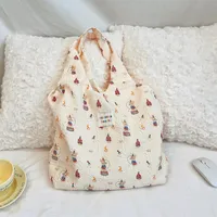 4613  Summer Embossed Cute Canvas Bag Niche Design Large Capacity Tote Bag Shoulder Underarm Bag sku image 5