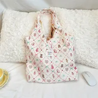 4613  Summer Embossed Cute Canvas Bag Niche Design Large Capacity Tote Bag Shoulder Underarm Bag sku image 7