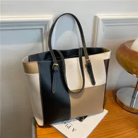 Women's Medium Pu Leather Color Block Streetwear Bucket Zipper Bucket Bag main image 1