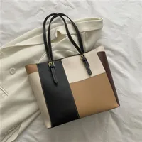 Women's Medium Pu Leather Color Block Streetwear Bucket Zipper Bucket Bag sku image 1