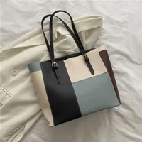Women's Medium Pu Leather Color Block Streetwear Bucket Zipper Bucket Bag sku image 3