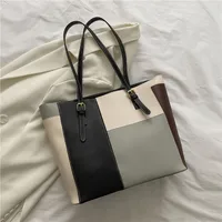Women's Medium Pu Leather Color Block Streetwear Bucket Zipper Bucket Bag sku image 5