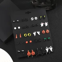 1 Set Cute Funny Halloween Pattern Pumpkin Skull Plating Alloy Ear Studs main image 2