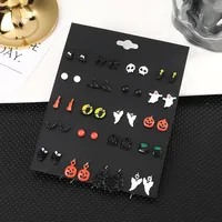 1 Set Cute Funny Halloween Pattern Pumpkin Skull Plating Alloy Ear Studs main image 4