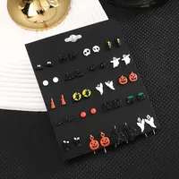 1 Set Cute Funny Halloween Pattern Pumpkin Skull Plating Alloy Ear Studs main image 5