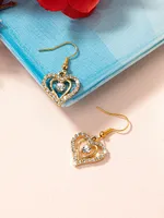 1 Pair Elegant Glam Luxurious Heart Shape Inlay Zinc Alloy Zircon Drop Earrings main image 2