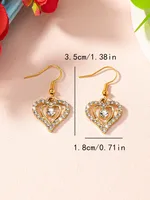 1 Pair Elegant Glam Luxurious Heart Shape Inlay Zinc Alloy Zircon Drop Earrings main image 3