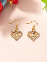 1 Pair Elegant Glam Luxurious Heart Shape Inlay Zinc Alloy Zircon Drop Earrings main image 4