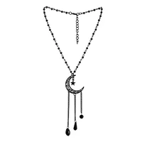 Gothic Retro Star Moon Alloy Glass Iron Wholesale Pendant Necklace sku image 1