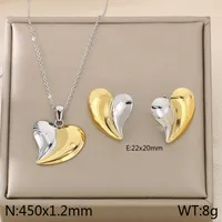 Wholesale Jewelry Elegant Vintage Style Streetwear Heart Shape 304 Stainless Steel 18K Gold Plated Jewelry Set sku image 3