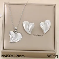 Wholesale Jewelry Elegant Vintage Style Streetwear Heart Shape 304 Stainless Steel 18K Gold Plated Jewelry Set sku image 2