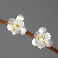 1 Pair 925 Sterling Silver Flower Ear Studs sku image 3