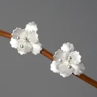 1 Pair 925 Sterling Silver Flower Ear Studs sku image 2