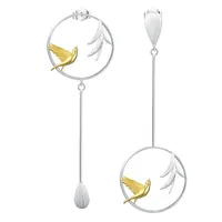 1 Pair Sterling Silver Water Droplets Bird Drop Earrings main image 3