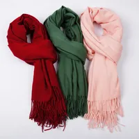 Cashmere Solid Color Scarf Women's Autumn And Winter 220g Explosions Barbed Hair  Padded Travel Warm Tassel  Shawl main image 2