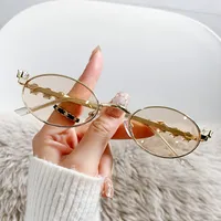 New Y2K Middle Ancient Style Heavy Industry Diamond-encrusted Fashion Metal European And American Style Sunscreen Sunglasses Anti-blue Light Flat Glasses sku image 4