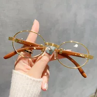 Retro Oval Sunglasses  Style Personality Fashion Frame Full Frame Gray And Gold PC Material Suitable For Travel Fashion And Cycling sku image 6