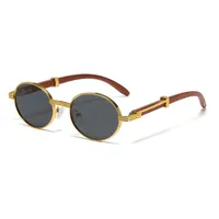 Retro Oval Sunglasses  Style Personality Fashion Frame Full Frame Gray And Gold PC Material Suitable For Travel Fashion And Cycling main image 5
