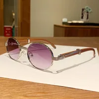 Retro Oval Sunglasses  Style Personality Fashion Frame Full Frame Gray And Gold PC Material Suitable For Travel Fashion And Cycling main image 3