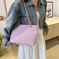 Women's Small Knit Solid Color Streetwear Square Zipper Shoulder Bag main image 5