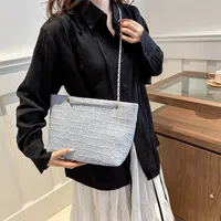 Women's Small Knit Solid Color Streetwear Square Zipper Shoulder Bag main image 3