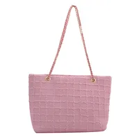 Women's Small Knit Solid Color Streetwear Square Zipper Shoulder Bag main image 4