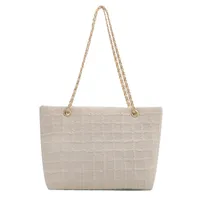 Women's Small Knit Solid Color Streetwear Square Zipper Shoulder Bag sku image 4