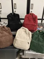 Japanese Style Solid Color Corduroy Schoolbag Women's Korean Style High School And College Students Retro Backpack Simple Fashionable Portable Backpack main image 4