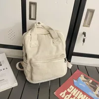 Japanese Style Solid Color Corduroy Schoolbag Women's Korean Style High School And College Students Retro Backpack Simple Fashionable Portable Backpack sku image 3