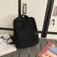 Japanese Style Solid Color Corduroy Schoolbag Women's Korean Style High School And College Students Retro Backpack Simple Fashionable Portable Backpack sku image 4