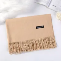 Pure Color Cashmere Scarf Women's Autumn And Winter Popular  Shawl Scarf Annual Meeting Gift Red Scarf  Direct Sales sku image 1