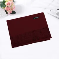 Pure Color Cashmere Scarf Women's Autumn And Winter Popular  Shawl Scarf Annual Meeting Gift Red Scarf  Direct Sales sku image 16