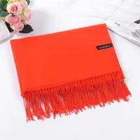 Pure Color Cashmere Scarf Women's Autumn And Winter Popular  Shawl Scarf Annual Meeting Gift Red Scarf  Direct Sales sku image 2