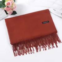 Pure Color Cashmere Scarf Women's Autumn And Winter Popular  Shawl Scarf Annual Meeting Gift Red Scarf  Direct Sales sku image 8