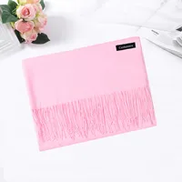 Pure Color Cashmere Scarf Women's Autumn And Winter Popular  Shawl Scarf Annual Meeting Gift Red Scarf  Direct Sales sku image 22
