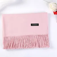 Pure Color Cashmere Scarf Women's Autumn And Winter Popular  Shawl Scarf Annual Meeting Gift Red Scarf  Direct Sales sku image 23
