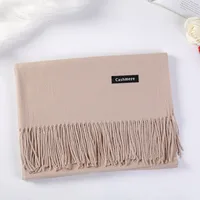 Pure Color Cashmere Scarf Women's Autumn And Winter Popular  Shawl Scarf Annual Meeting Gift Red Scarf  Direct Sales sku image 24