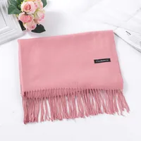 Pure Color Cashmere Scarf Women's Autumn And Winter Popular  Shawl Scarf Annual Meeting Gift Red Scarf  Direct Sales sku image 25