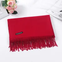 Pure Color Cashmere Scarf Women's Autumn And Winter Popular  Shawl Scarf Annual Meeting Gift Red Scarf  Direct Sales sku image 26